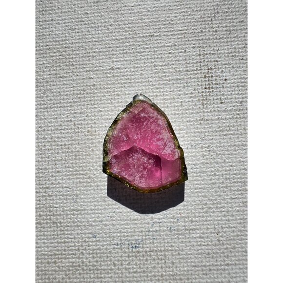 18.3 cts. Watermelon Tourmaline Natural Crystal Slice- Custom Cabochon #5 - Picture 4 of 7